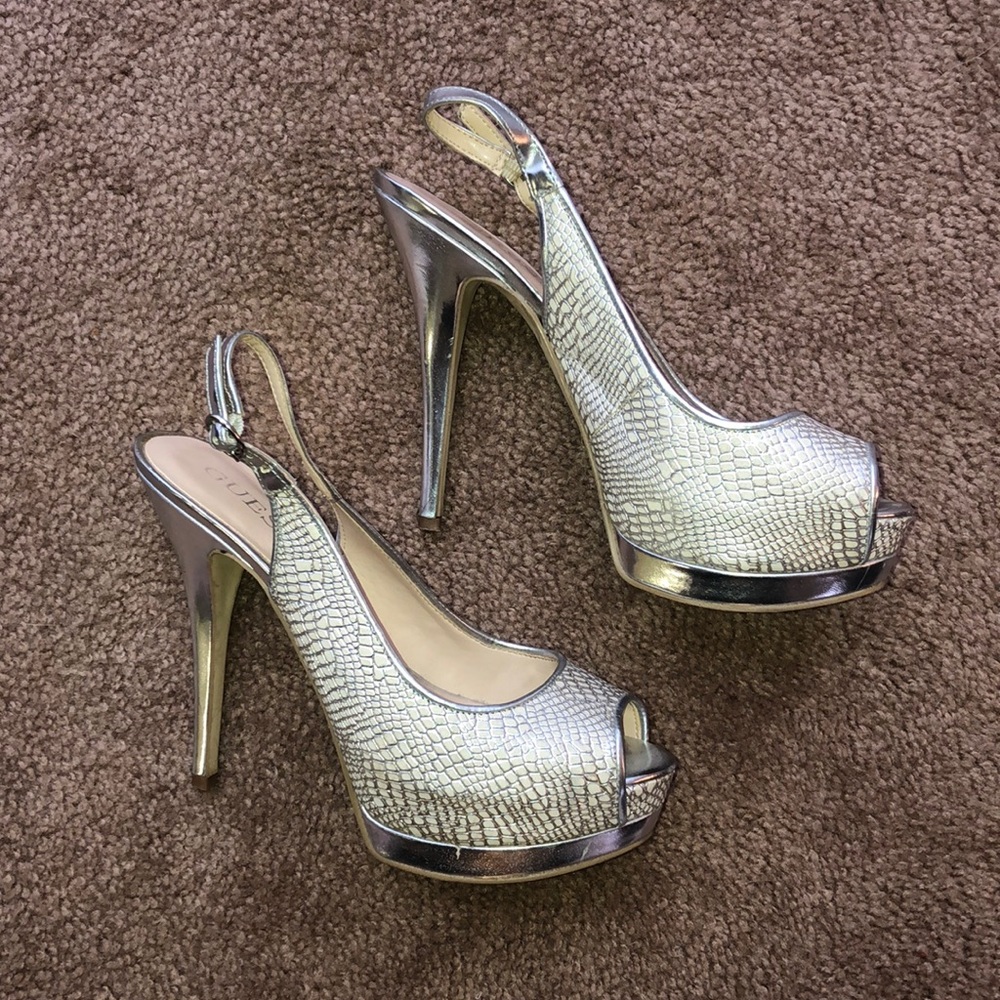 Guess Snake Print High Heels
